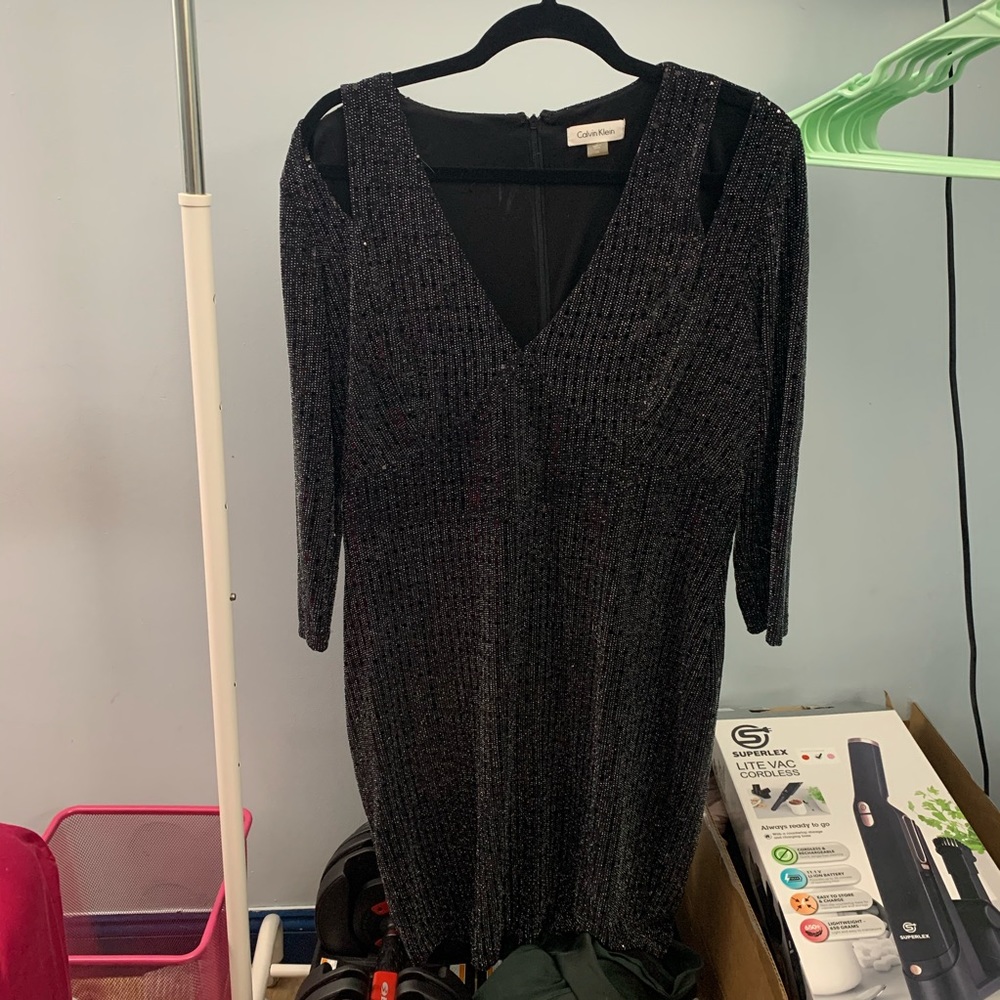Sparkly Calvin Klein cutout dress